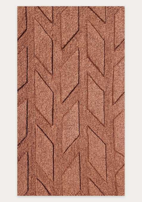 100% Wool Handmade Terracotta Brown Rug | Classic Geometric Carpet With Cotton Backing For Living Room