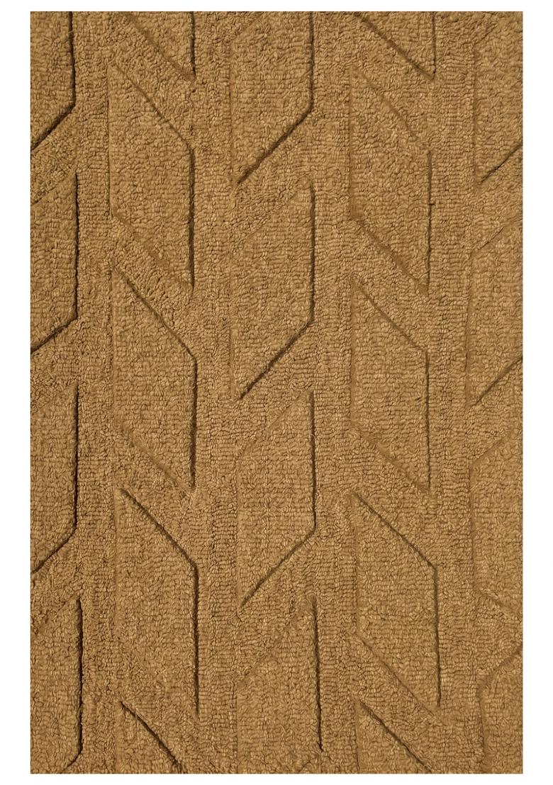 Saffron Rugs Hand Tufted Warm Tan Geometric Classic Rectangular Wool Area Rug - Indya