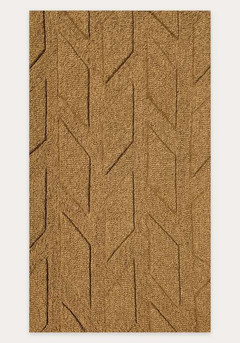 100% Wool Handmade Warm Tan Rug | Classic Geometric Carpet With Cotton Backing For Living Room