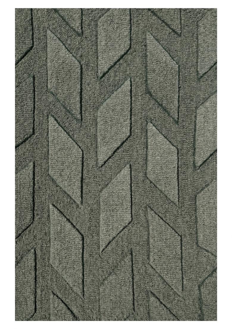 Saffron Rugs Hand Tufted Sage Grey Green Geometric Classic Rectangular Wool Area Rug - Indya