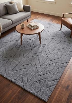 Saffron Rugs Hand Tufted Medium Grey Geometric Classic Rectangular Wool Area Rug