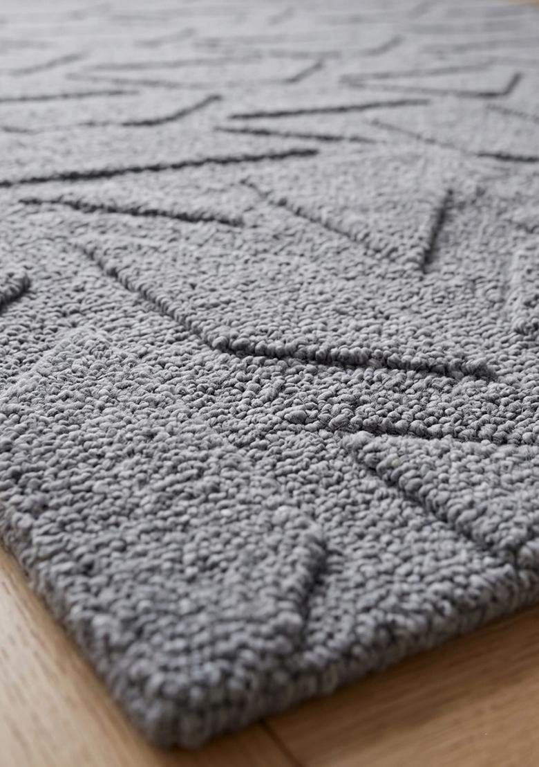 Saffron Rugs Hand Tufted Medium Grey Geometric Classic Rectangular Wool Area Rug - Indya