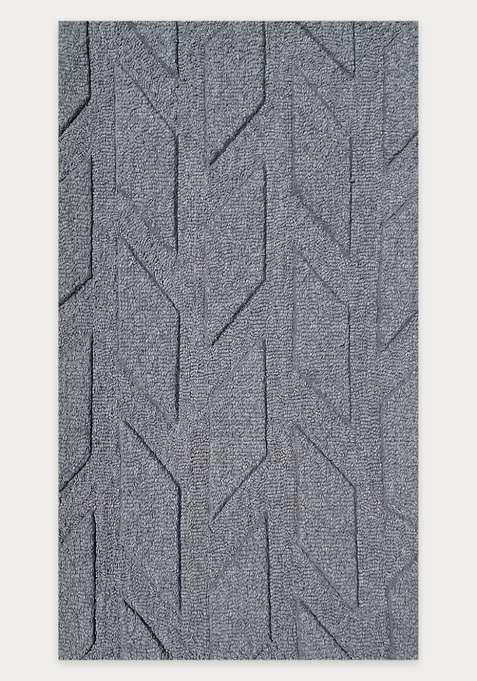100% Wool Handmade Medium Grey Rug | Classic Geometric Carpet With Cotton Backing For Living Room