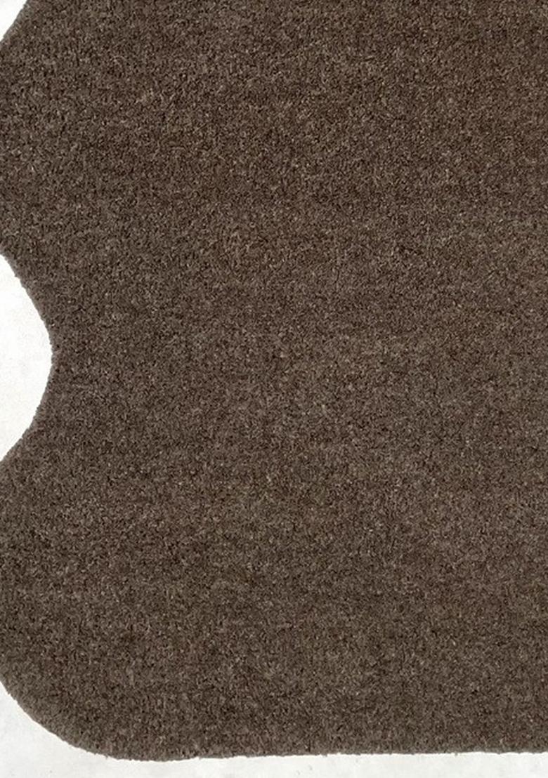 Saffron Rugs Hand Tufted Brown Solid Contemporary Scalloped Wool Area Rug - Indya