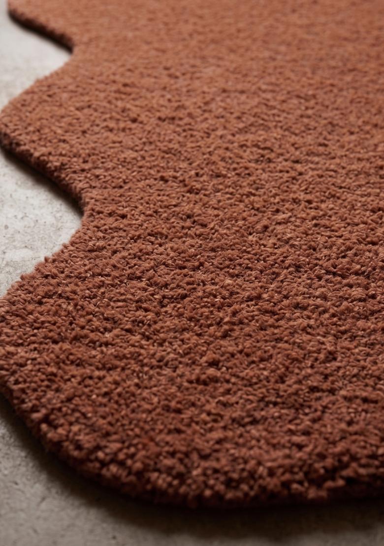 Saffron Rugs Hand Tufted Terracotta Solid Contemporary Scalloped Wool Area Rug - Indya