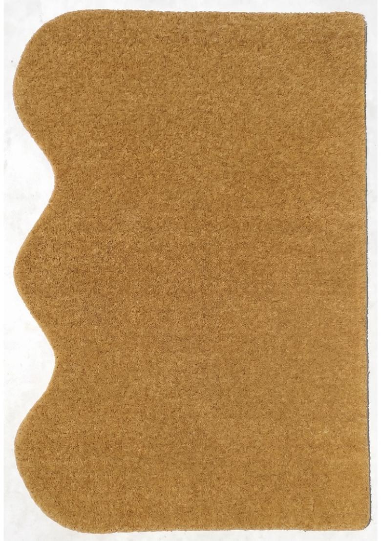 Saffron Rugs Hand Tufted Mustard Yellow Solid Contemporary Scalloped Wool Area Rug - Indya
