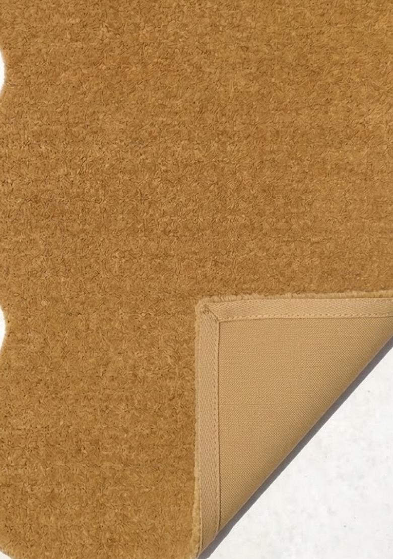 Saffron Rugs Hand Tufted Mustard Yellow Solid Contemporary Scalloped Wool Area Rug - Indya
