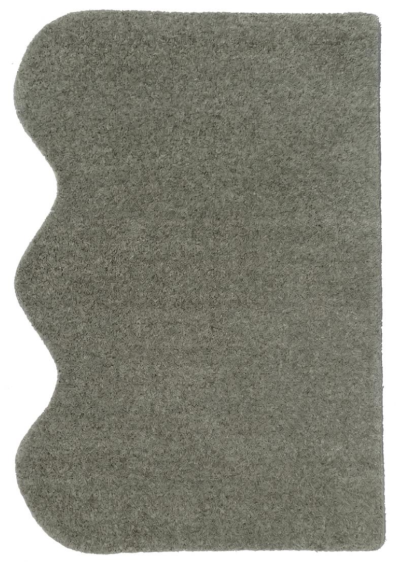 Saffron Rugs Hand Tufted Sage Grey Green Solid Contemporary Scalloped Wool Area Rug - Indya