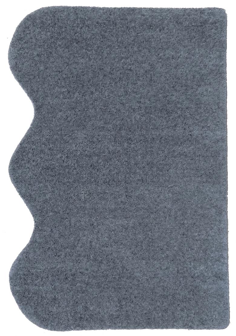 Saffron Rugs Hand Tufted Slate Grey Blue Solid Contemporary Scalloped Wool Area Rug - Indya