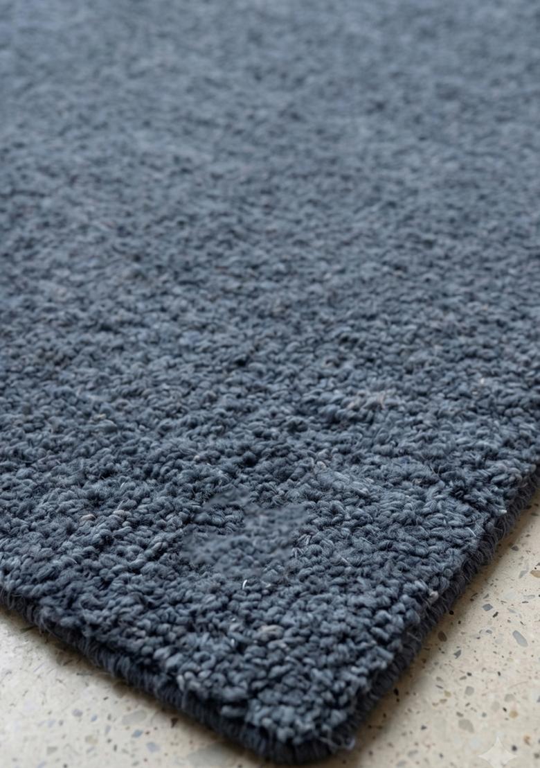 Saffron Rugs Hand Tufted Slate Grey Blue Solid Contemporary Scalloped Wool Area Rug - Indya