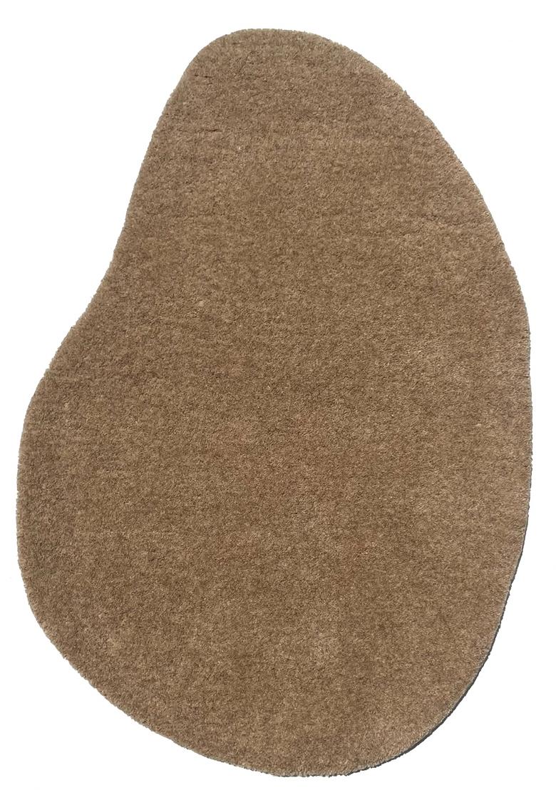 Saffron Rugs Hand Tufted Warm Taupe Brown Solid Contemporary Scalloped Wool Area Rug - Indya