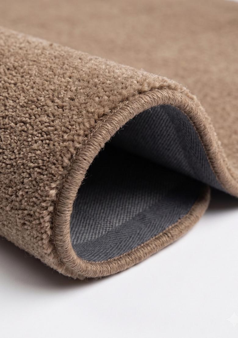 Saffron Rugs Hand Tufted Warm Taupe Brown Solid Contemporary Scalloped Wool Area Rug - Indya