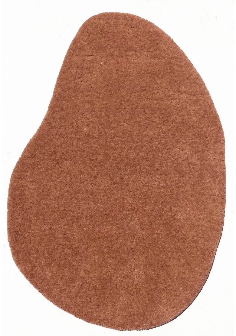 Saffron Rugs Hand Tufted Terracotta Brown Solid Contemporary Scalloped Wool Area Rug - Indya