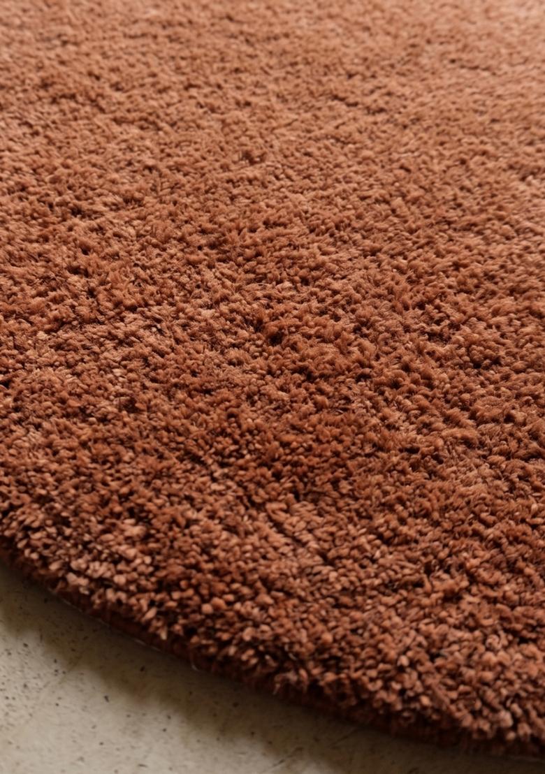 Saffron Rugs Hand Tufted Terracotta Brown Solid Contemporary Scalloped Wool Area Rug - Indya