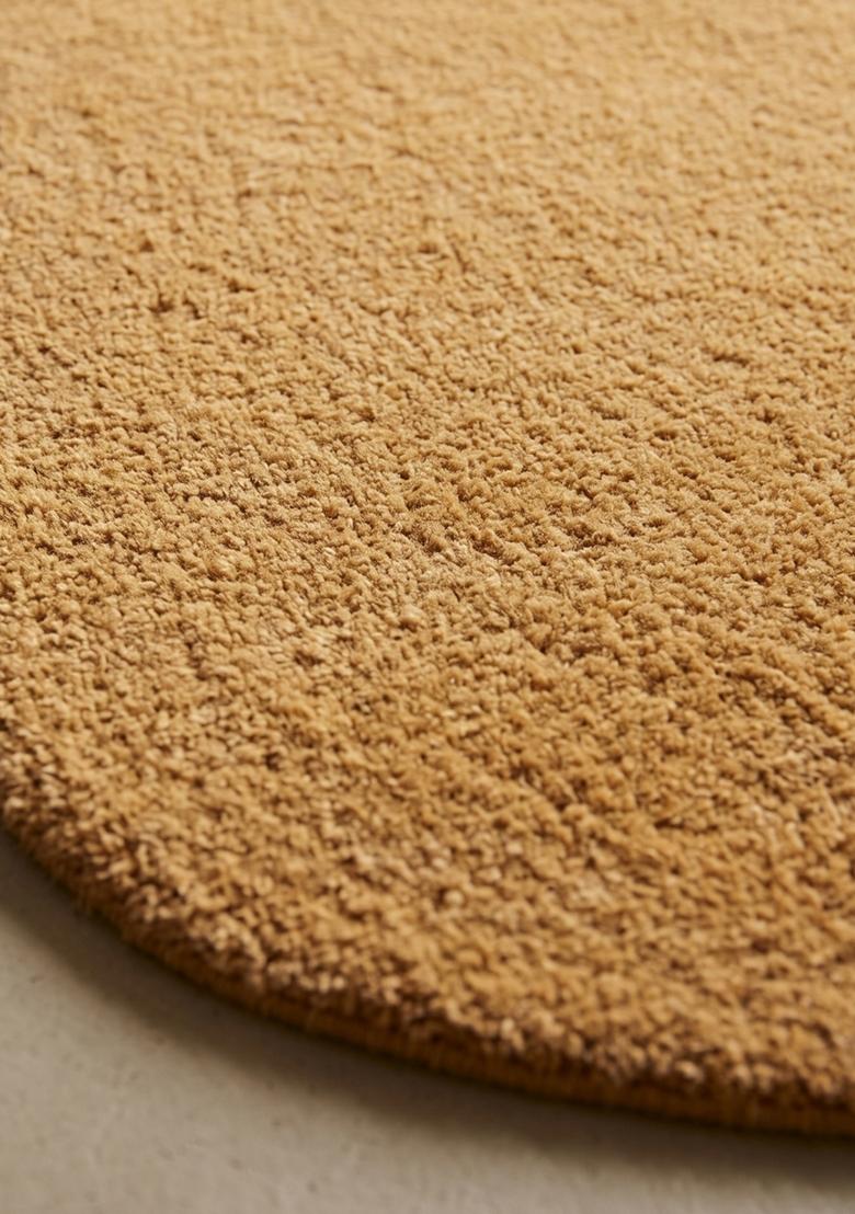 Saffron Rugs Hand Tufted Golden Caramel Solid Contemporary Scalloped Wool Area Rug - Indya
