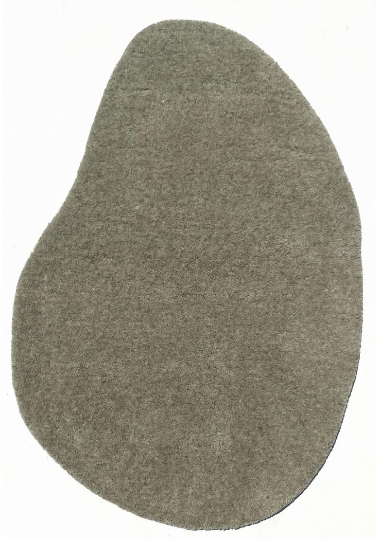Saffron Rugs Hand Tufted Sage Grey Green Solid Contemporary Scalloped Wool Area Rug - Indya