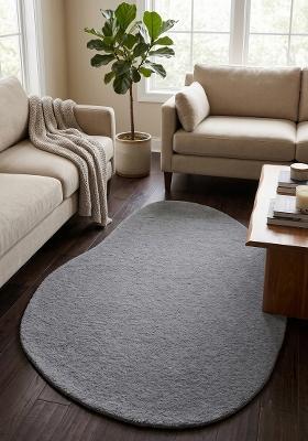 Saffron Rugs Hand Tufted Medium Grey Solid Contemporary Scalloped Wool Area Rug