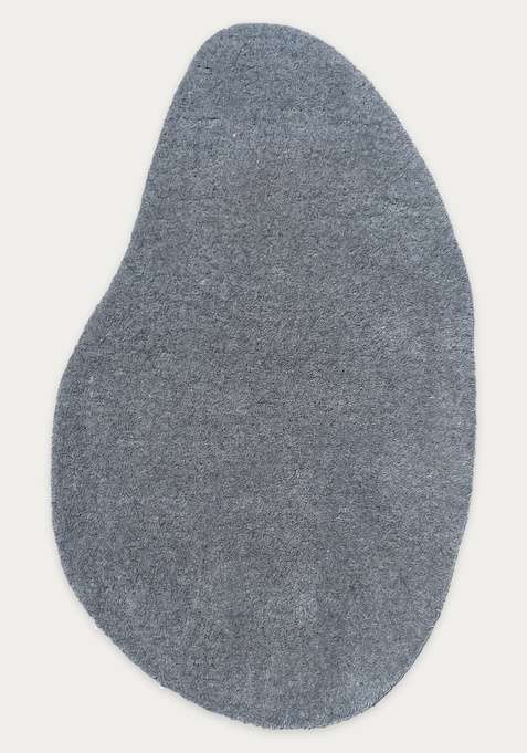 100% Wool Handmade Medium Grey Rug | Contemporary Solid Scalloped Carpet With Cotton Backing For Living Room