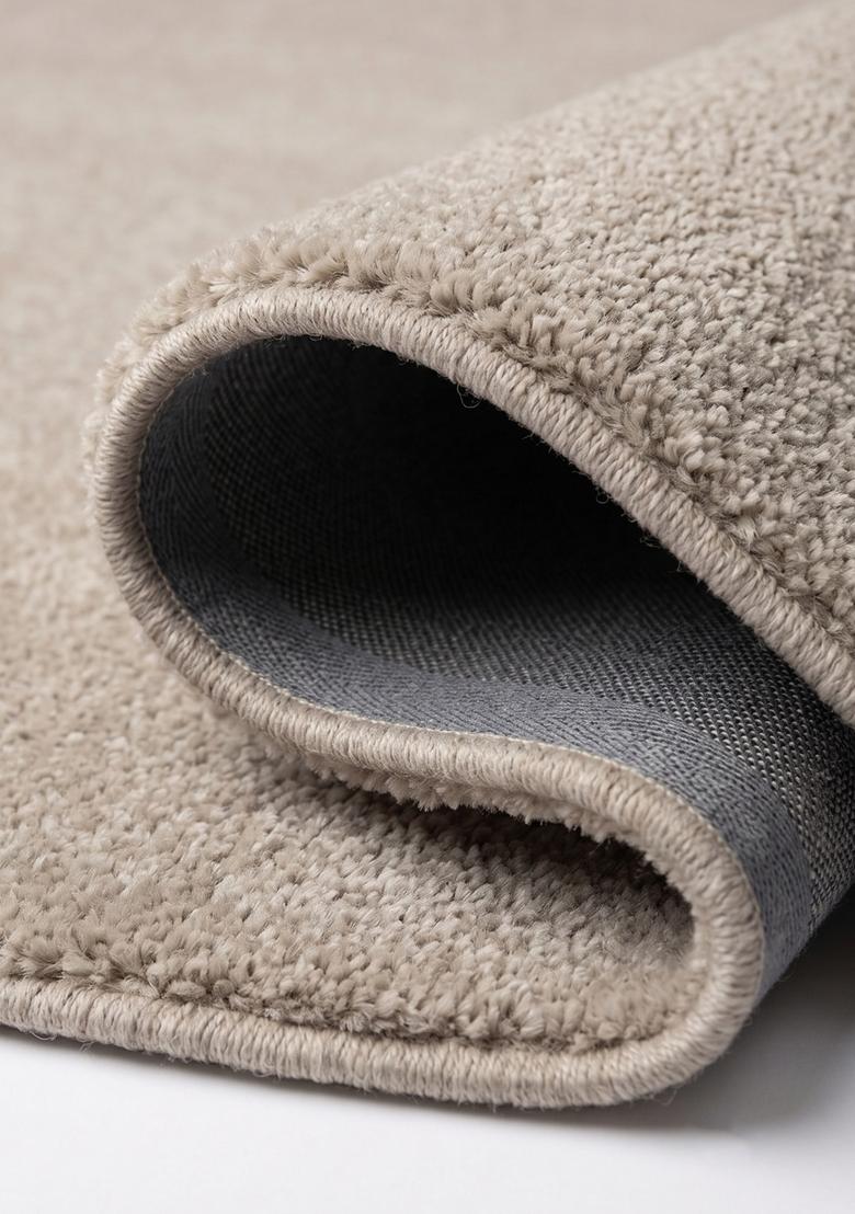 Saffron Rugs Hand Tufted Light Beige Grey Solid Contemporary Scalloped Wool Area Rug - Indya