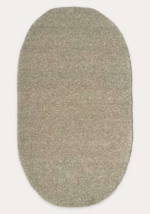 100% Wool Handmade Light Beige Grey Rug | Contemporary Solid Scalloped Carpet With Cotton Backing For Living Room