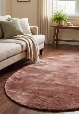 Saffron Rugs Hand Tufted Dusty Rose Solid Contemporary Scalloped Wool Area Rug