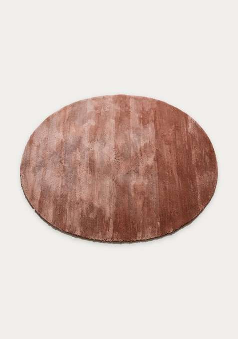 100% Wool Handmade Dusty Rose Rug | Contemporary Solid Scalloped Carpet With Cotton Backing For Living Room