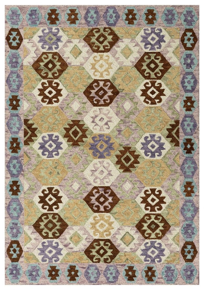 Saffron Rugs Hand Tufted Multicolor Pastel Geometric Bohemian Rectangular Wool Area Rug - Indya