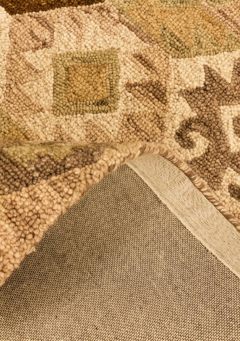 Saffron Rugs Hand Tufted Golden Beige Geometric Bohemian Rectangular Wool Area Rug - Indya