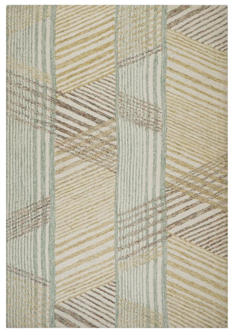 Saffron Rugs Hand Tufted Cream Beige Geometric Contemporary Rectangular Wool Area Rug - Indya
