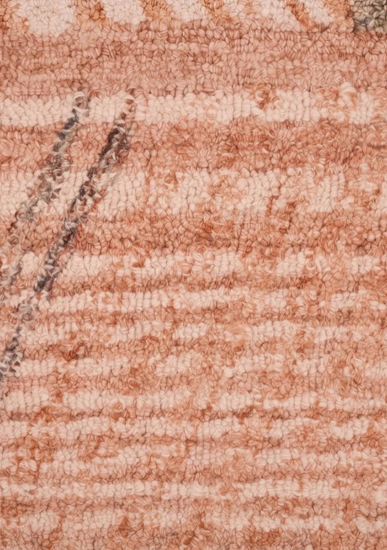 Saffron Rugs Hand Tufted Terracotta Peach Geometric Contemporary Rectangular Wool Area Rug - Indya