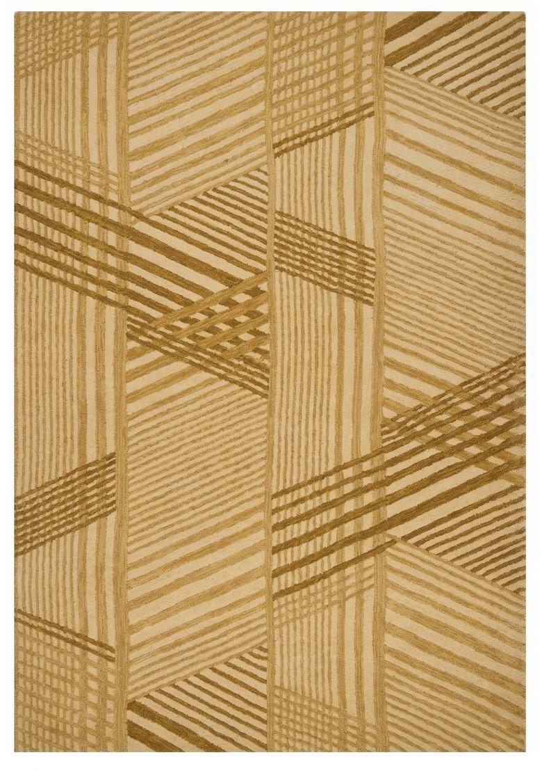 Saffron Rugs Hand Tufted Golden Mustard Geometric Contemporary Rectangular Wool Area Rug - Indya