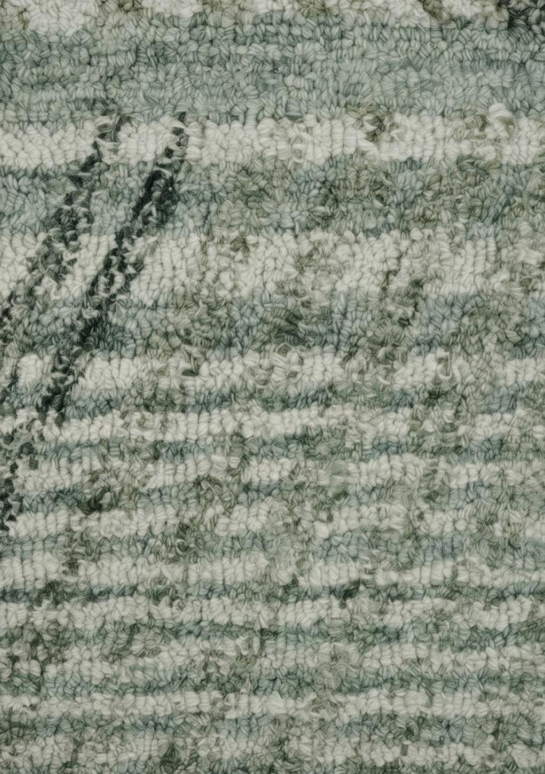 Saffron Rugs Hand Tufted Sage Green Geometric Contemporary Rectangular Wool Area Rug - Indya
