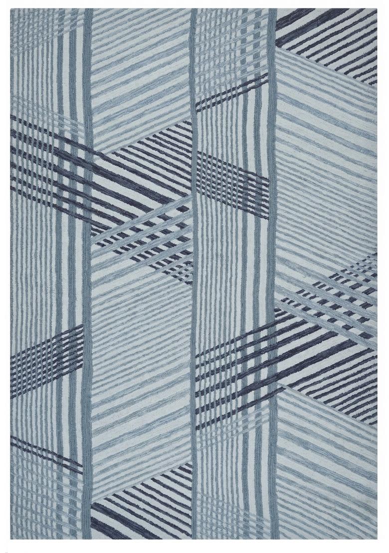 Saffron Rugs Hand Tufted Light Blue Grey Geometric Contemporary Rectangular Wool Area Rug - Indya