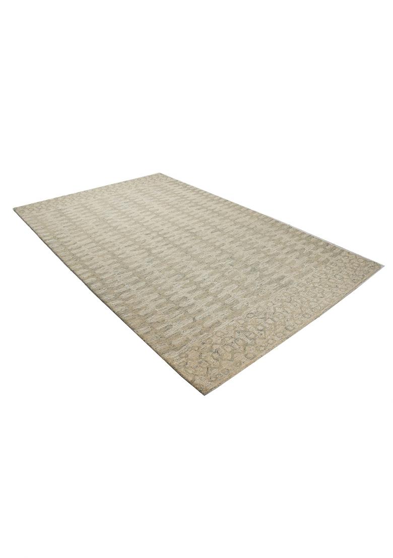 Saffron Rugs Hand Tufted Beige Grey Geometric Transitional Rectangular Wool Area Rug - Indya