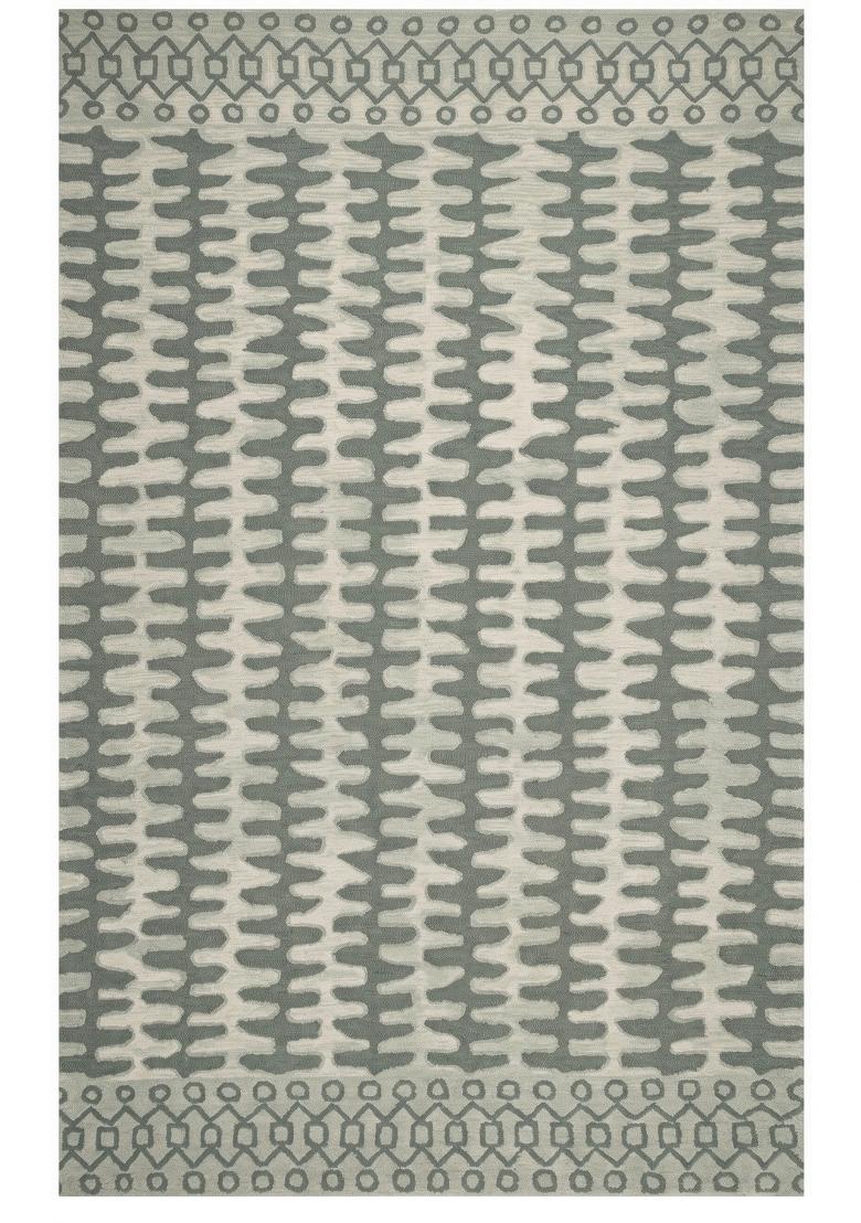 Saffron Rugs Hand Tufted Grey Green Geometric Transitional Rectangular Wool Area Rug - Indya