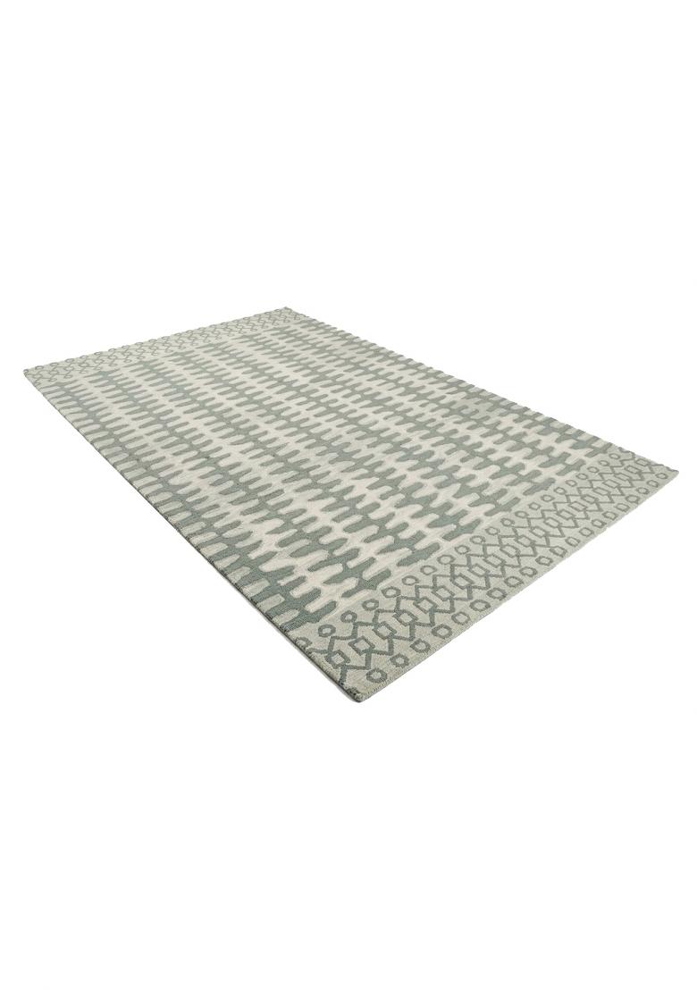 Saffron Rugs Hand Tufted Grey Green Geometric Transitional Rectangular Wool Area Rug - Indya