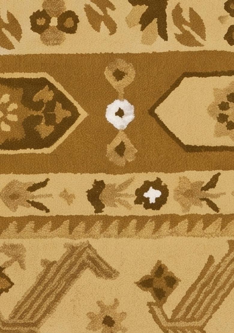 Saffron Rugs Hand Tufted Golden Brown Geometric Oriental Rectangular Wool Area Rug - Indya