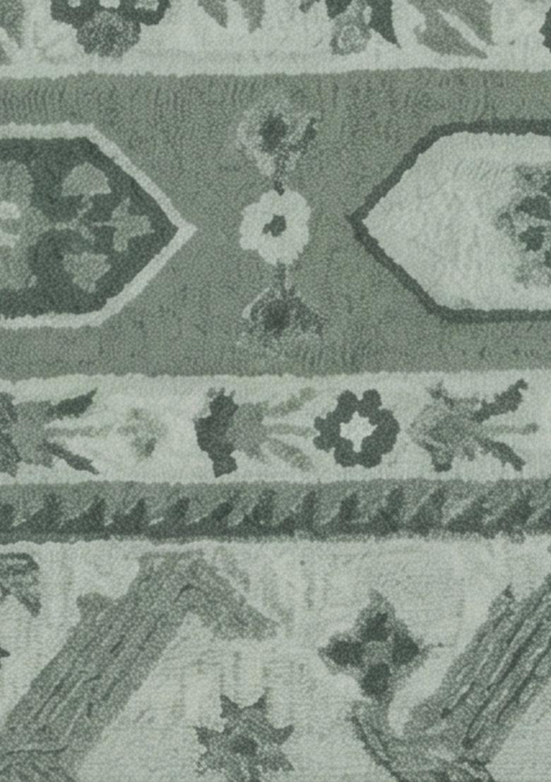 Saffron Rugs Hand Tufted Sage Green Geometric Oriental Rectangular Wool Area Rug - Indya