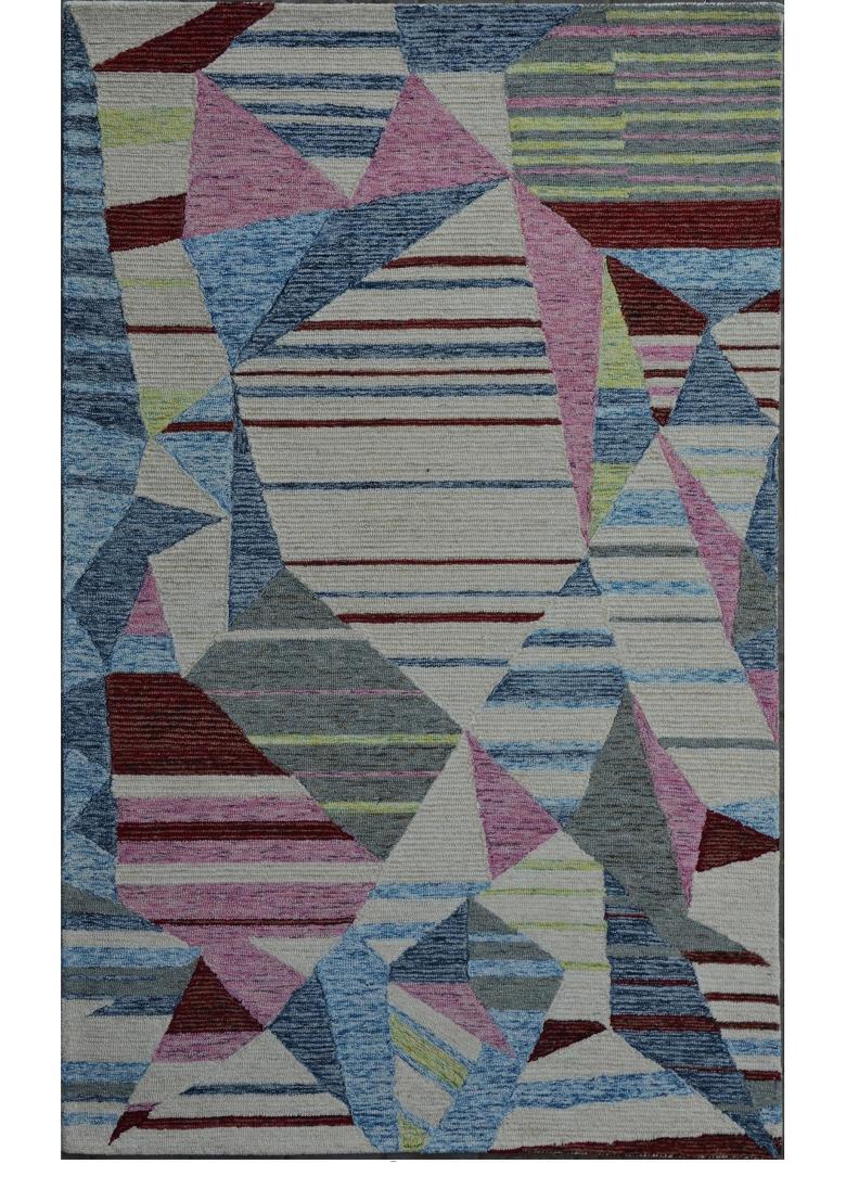 Saffron Rugs Hand Tufted Multicolor Geometric Contemporary Rectangular Wool Area Rug - Indya