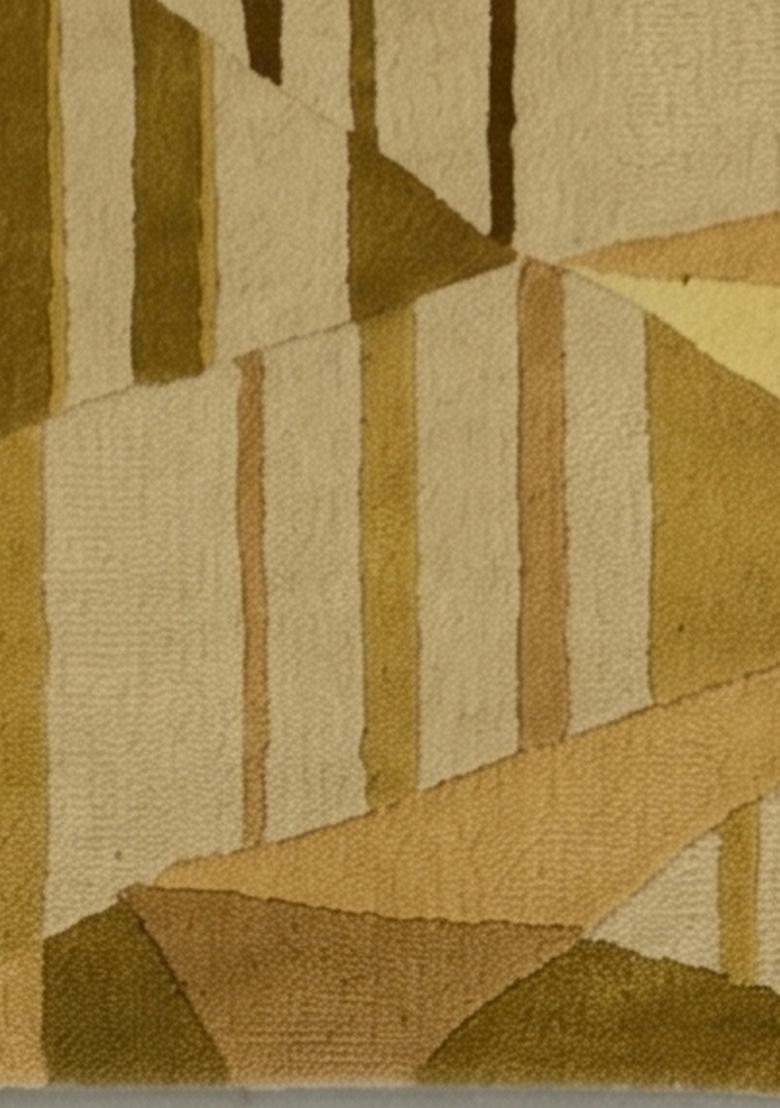 Saffron Rugs Hand Tufted Olive Gold Beige Geometric Contemporary Rectangular Wool Area Rug - Indya