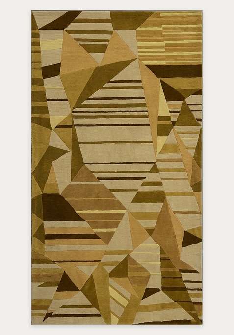 100% Wool Handmade Olive Gold Beige Rug | Contemporary Geometric Carpet With Cotton Backing For Living Room