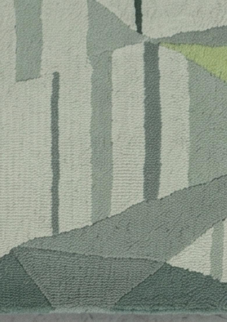 Saffron Rugs Hand Tufted Grey Green Geometric Contemporary Rectangular Wool Area Rug - Indya