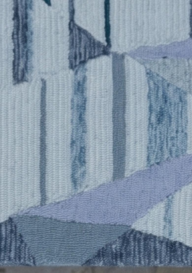 Saffron Rugs Hand Tufted Steel Blue Geometric Contemporary Rectangular Wool Area Rug - Indya