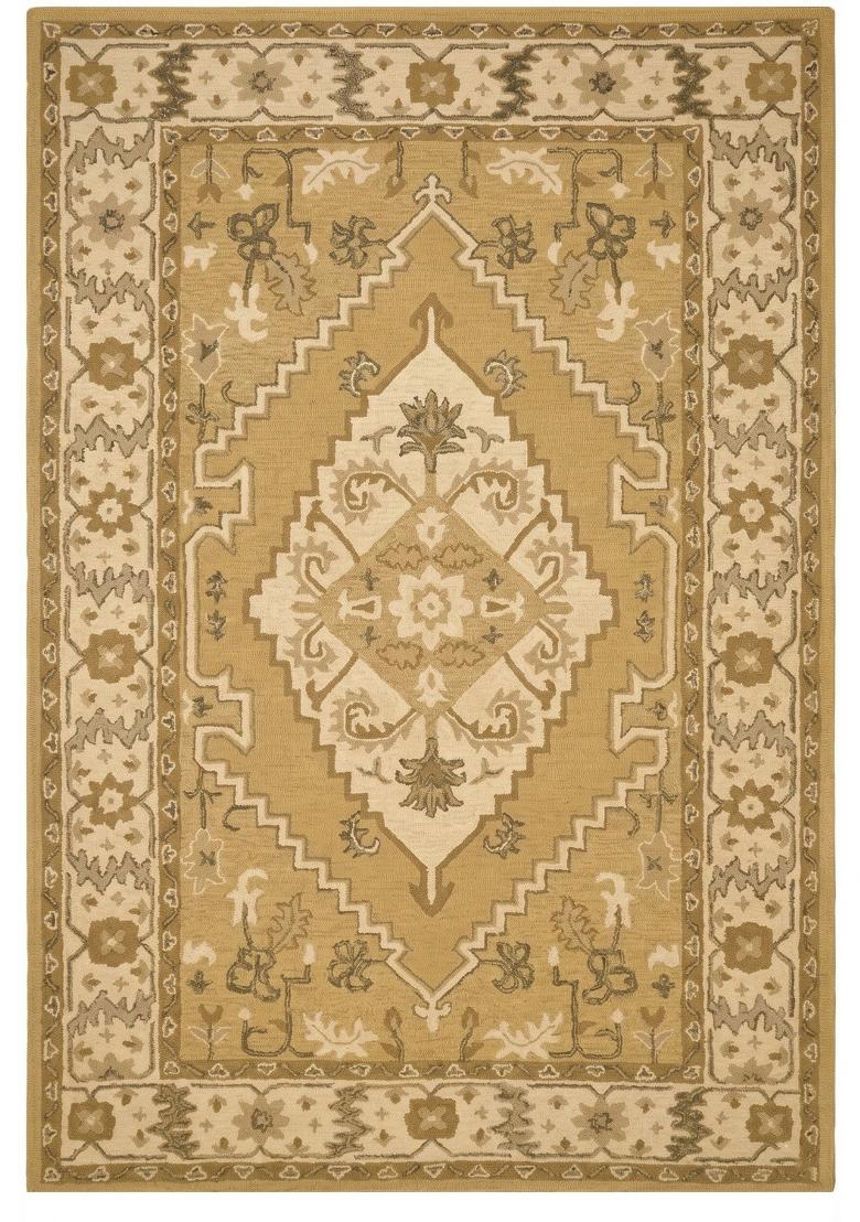 Saffron Rugs Hand Tufted Golden Tan Floral Oriental Rectangular Wool Area Rug - Indya