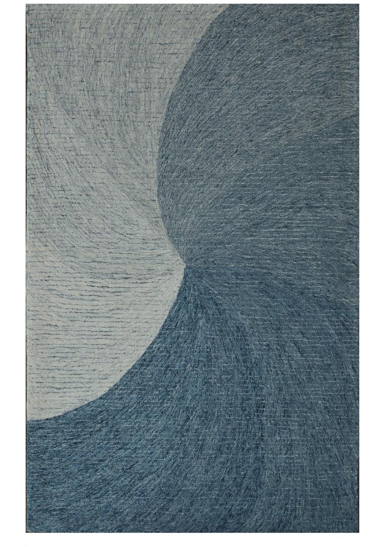 Saffron Rugs Hand Tufted Blue Grey Swirls Contemporary Rectangular Wool Area Rug - Indya