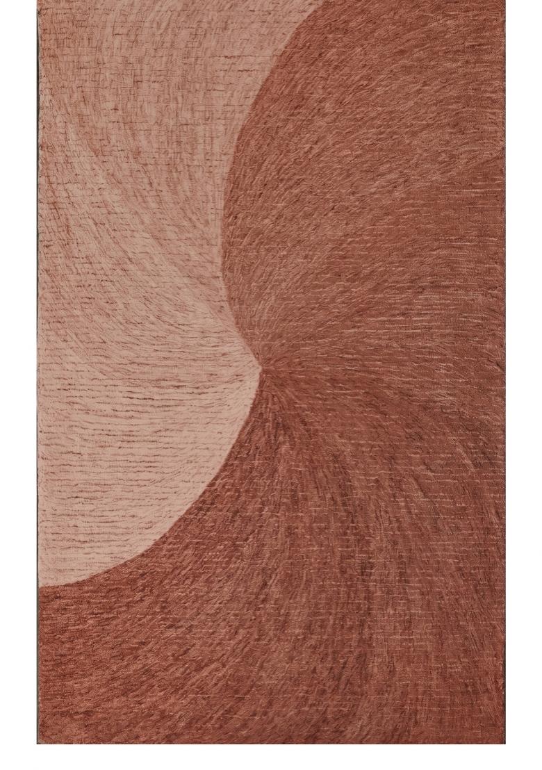Saffron Rugs Hand Tufted Terracotta Brown Swirls Contemporary Rectangular Wool Area Rug - Indya