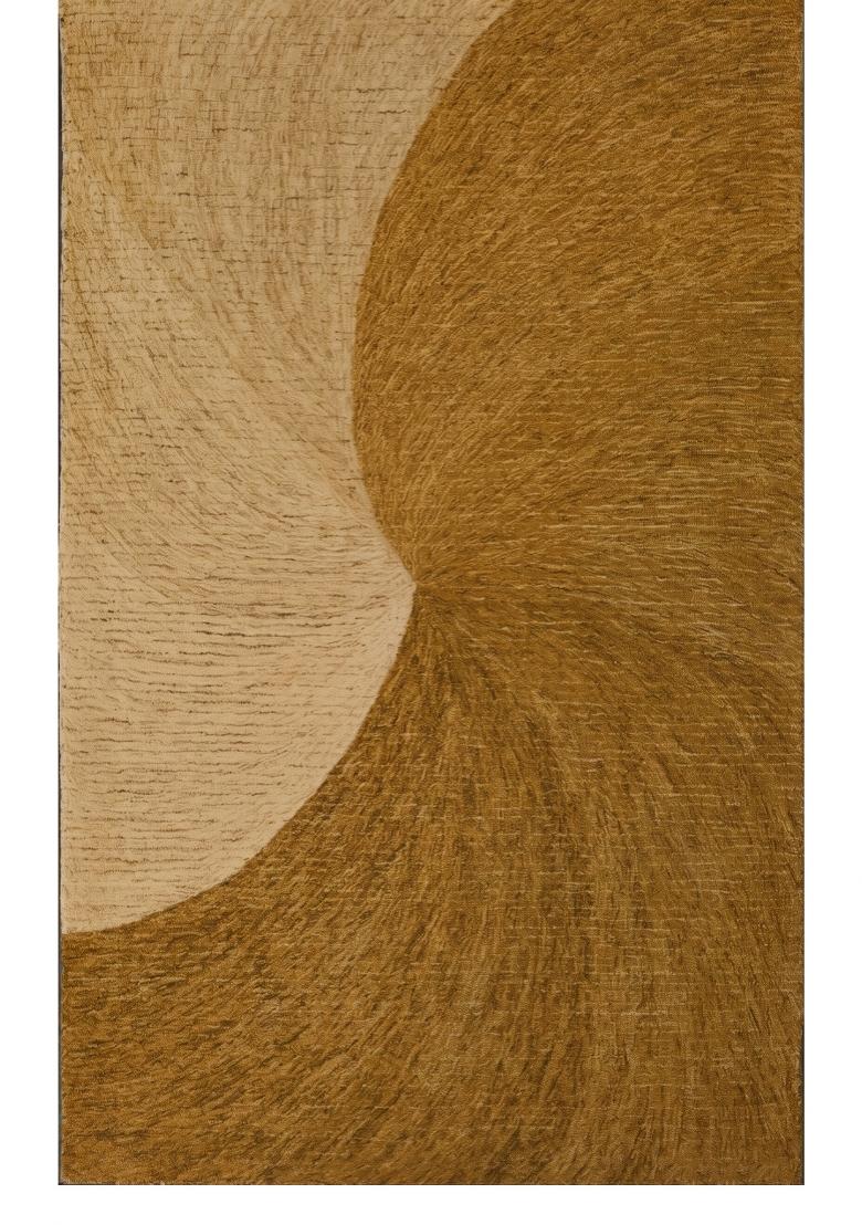 Saffron Rugs Hand Tufted Golden Brown Swirls Contemporary Rectangular Wool Area Rug - Indya