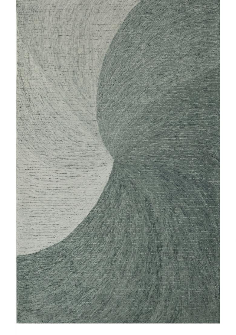 Saffron Rugs Hand Tufted Teal Grey Swirls Contemporary Rectangular Wool Area Rug - Indya