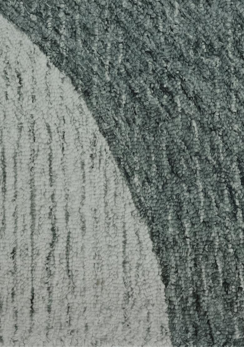 Saffron Rugs Hand Tufted Teal Grey Swirls Contemporary Rectangular Wool Area Rug - Indya