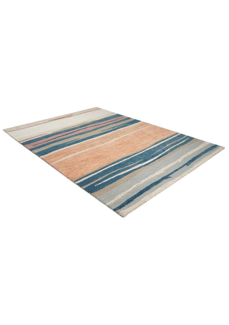 Saffron Rugs Hand-Tufted 100% Wool Area Rug | Multicolor Rectangular Rug | Cotton Backing | Contemporary Striped Carpet for Living Room - Indya